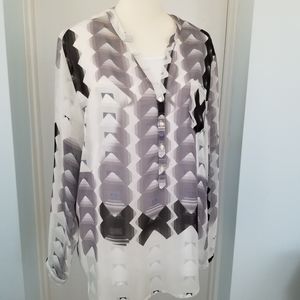 SHEER BLACK, WHITE & GREY BLOUSE